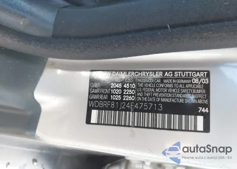 2004 Mercedes-Benz C 240 4Matic z USA, uszkodzony, nr VIN WDBRF81J24F475713